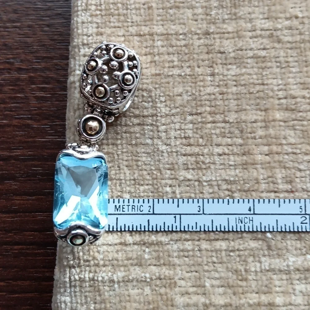 Silver Tone Synthetic Blue Multi Faceted Pendant
